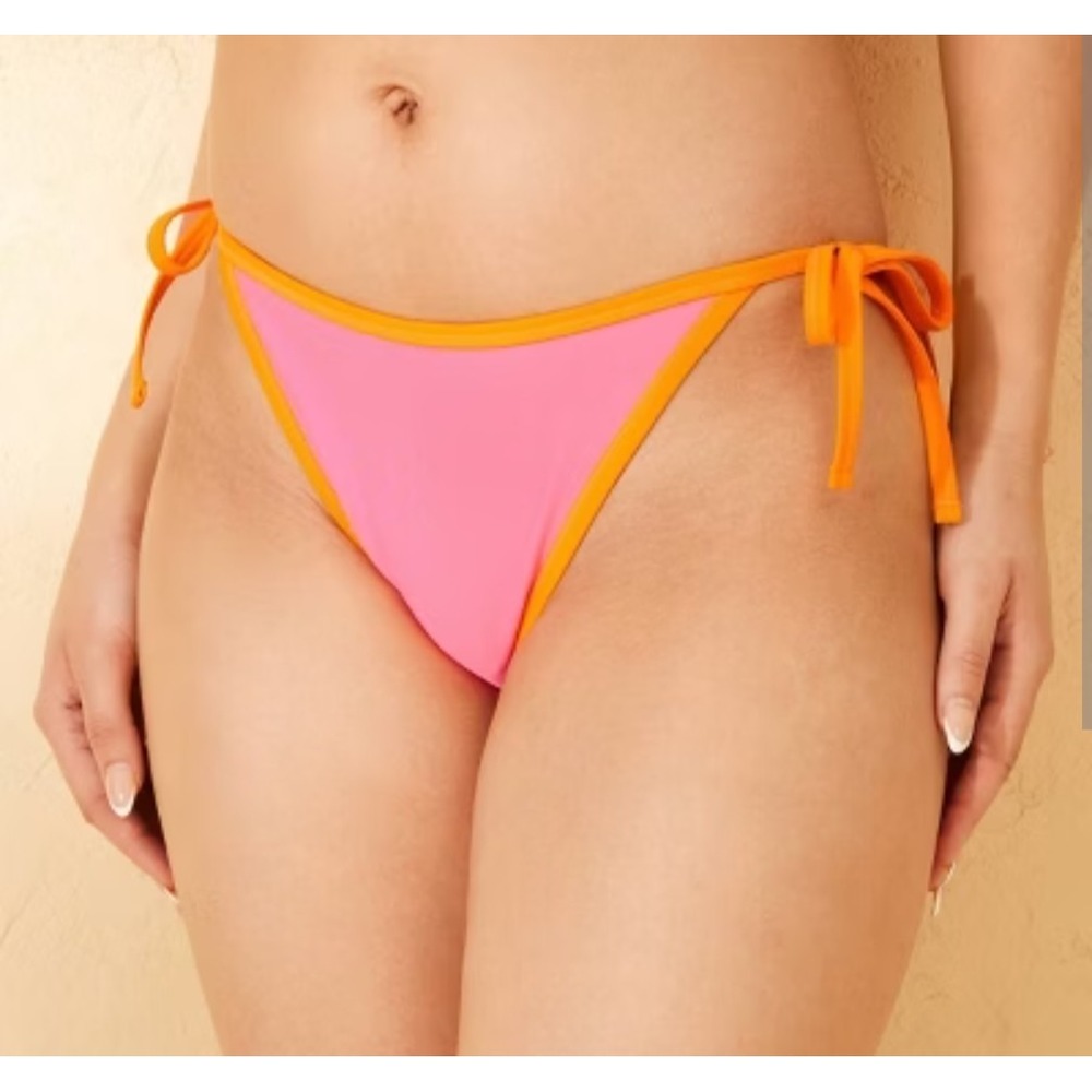 Women's Contrast Binding Low-Rise High Leg Cheeky Bikini Bottom - Wild Fable XL